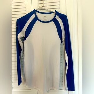 Blue and white Nike athletic top